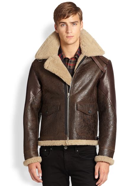 burberry brit oversized shearling jacket|shearling aviator jacket men's.